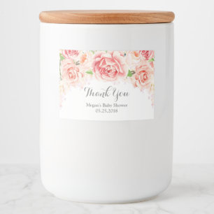 Étiquette Baby shower de fleurs d'aquarelle rose