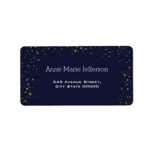 Étiquette Baby shower de nuit Whimsical Gold Starry