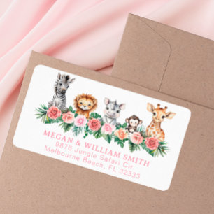 Étiquette Baby shower Safari Animaux Adresse de retour Label