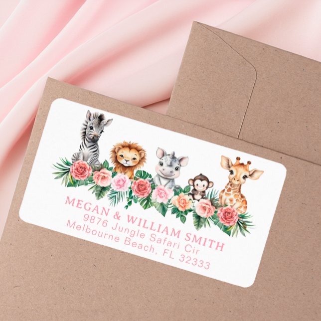 Étiquette Baby shower Safari Animaux Adresse de retour Label (Safari Themed Label)