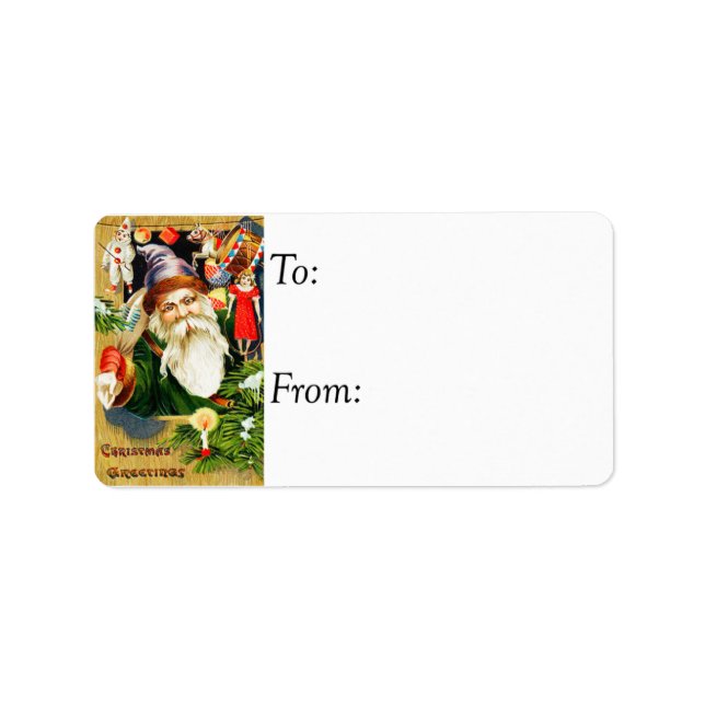 Étiquette Balise cadeau Noël Père Noël Vintage (Devant)