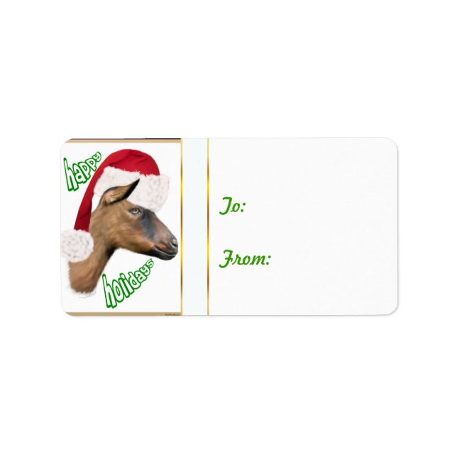 Étiquette Balise cadeau Oberhasli Chèvre Noël (Devant)