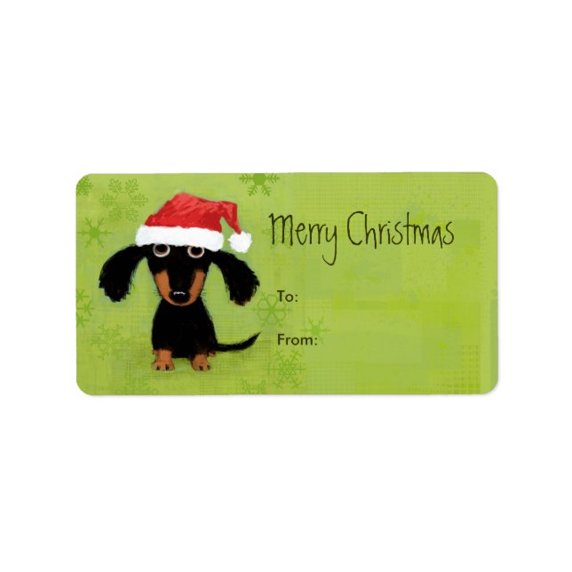Étiquette Balise cadeau père Noël Dachshund Christmas Peel-n (Devant)