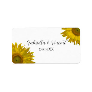 Étiquette Balise de mariage de tournesol jaune Favor