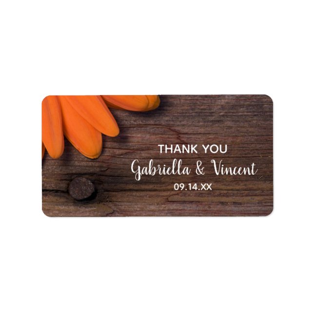 Étiquette Balise Rustique Orange Mariage Merci Favor (Devant)