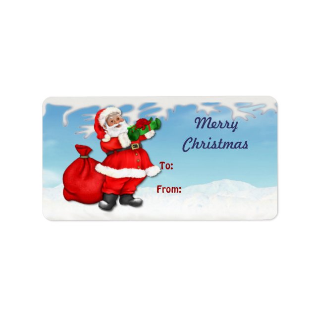 Étiquette Balises cadeaux de Noël Jolly Santa Claus (Devant)