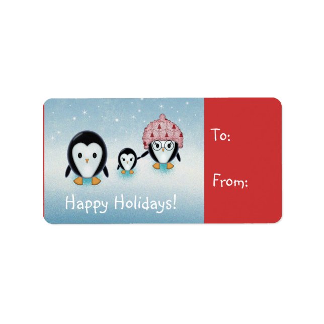Étiquette Balises cadeaux de vacances de Little Penguins (Devant)