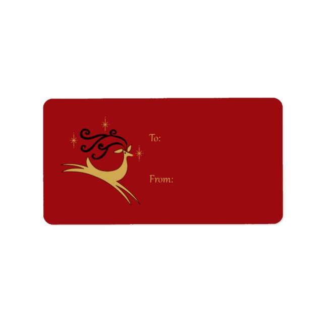 Étiquette Balises cadeaux Red et Gold Reindeer (Devant)