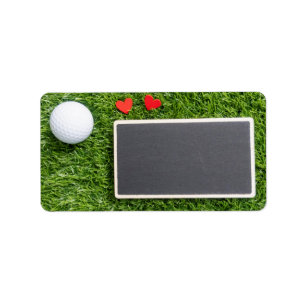 Étiquette Ball de golf à deux coeurs en vert avec planche