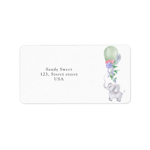 Étiquette Ballon éléphant aquarelle