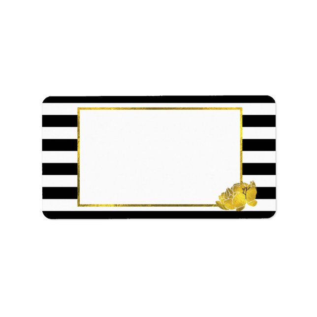 Étiquette Bande noire et pivoine d'or de Faux (Devant)