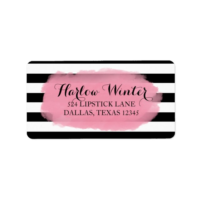 Étiquette Bandes Chic | Rose blanc noir (Devant)