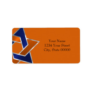 Étiquette Bar Mitzvah Silver Blue Orange Star de David étiqu