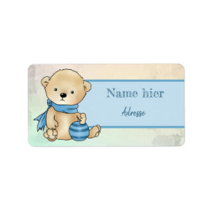 Étiquette Bärchen mit Ball, blau
