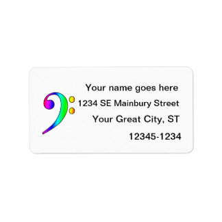 Étiquette Bass Clef Rainbow Gradient Outline