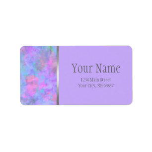 Étiquette Bat mitzvah Abstrait violet rose bleu argenté
