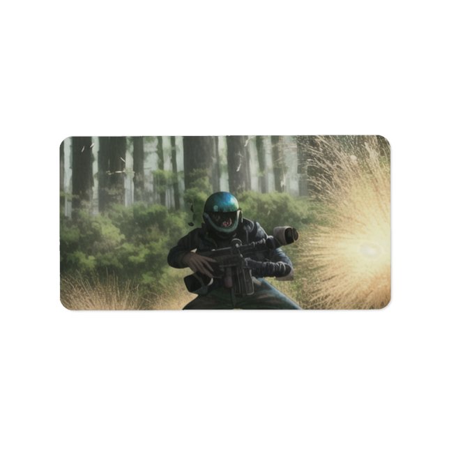 Étiquette Bataille de Paintball Forêt (Devant)