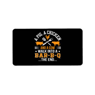Étiquette BBQ   BBQ Lover Pig Chicken Cow Walk In Bar BBQ