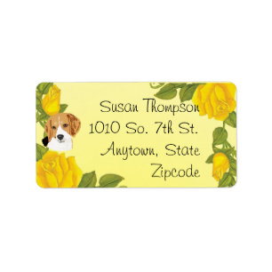 Étiquette Beagles et roses jaunes