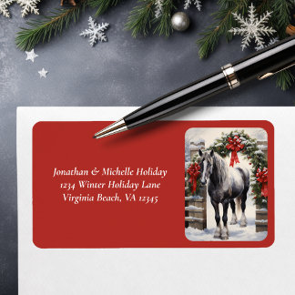 Étiquette Beau Cheval, Garland d'hiver Adresse de Noël