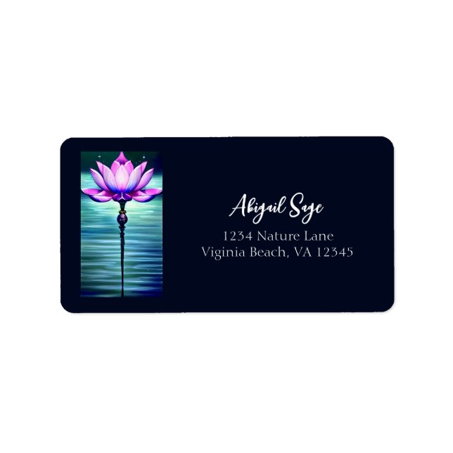 Étiquette Beautiful Moonlit rose Lotus Adresse Flower (Devant)