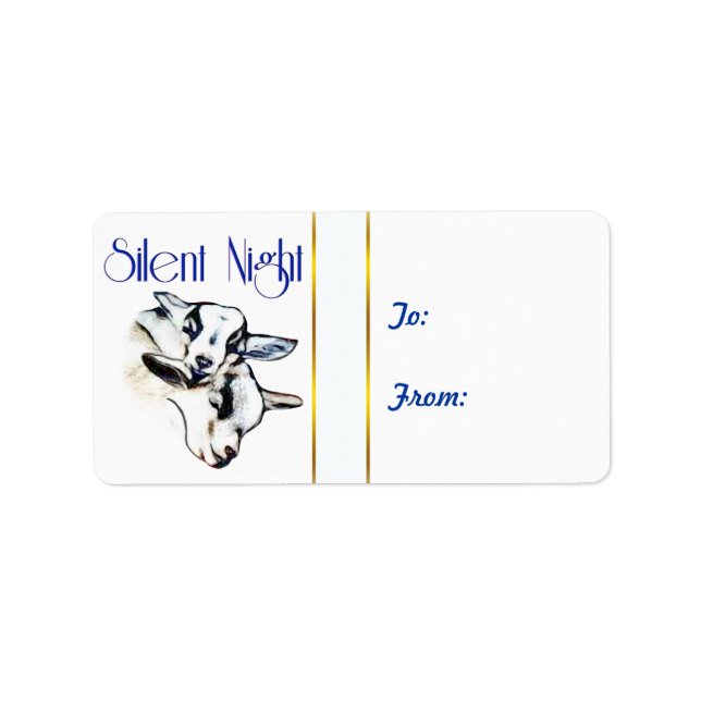 Étiquette Bébé de nuit Silent Chèvres Cadeau de Noël (Devant)
