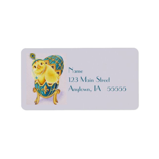 Étiquette Bébé Pâques Plapper Poulette Bleu Oeuf Aquarelle A (Devant)