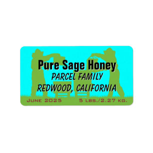 Étiquette Beekeeper Silhouette Blue Personalized Honey Jar