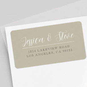 Étiquette Beige Grey & White Elegant Wedding Adresse de reto