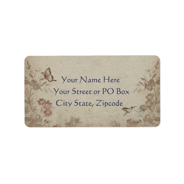 Étiquette Beige vintage Floral (Devant)