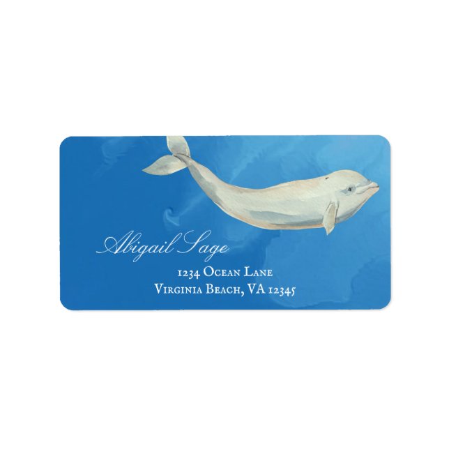 Étiquette Belle aquarelle Beluga Whale Adresse (Devant)