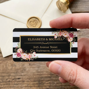 Étiquette Belle Décor Floral Or Noir Blancs