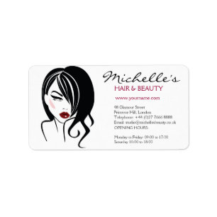 Étiquette Belle fille avec l'icône de maquillage de cheveux