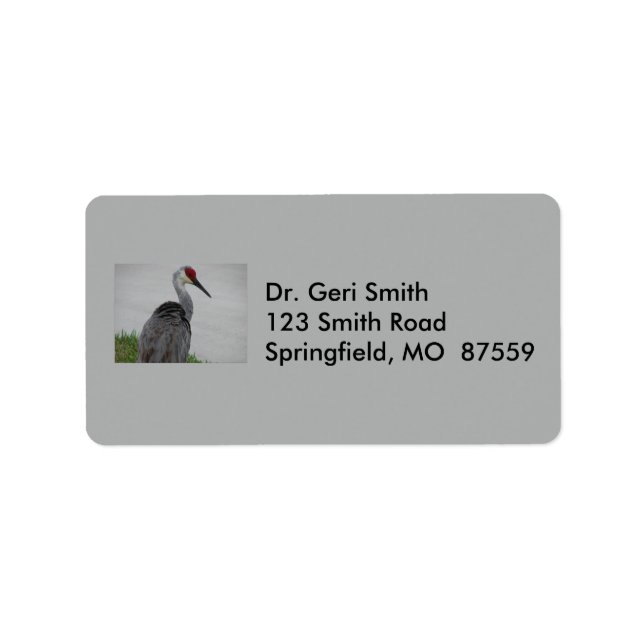 Étiquette Belle grue de Sandhill (Devant)