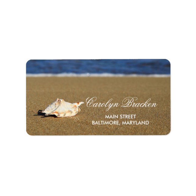 Étiquette Belle Vagues De Plage | Mariage nautique Seashell (Devant)
