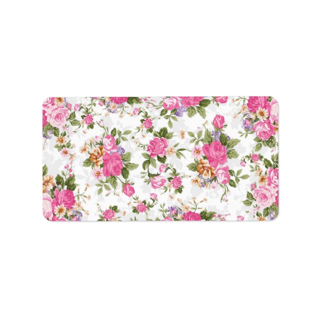 Étiquette Belles fleurs roses élégantes et vintages (Devant)