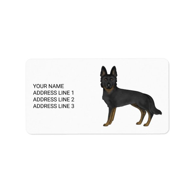 Étiquette Berger Allemand Bi-Noir Cute Dog Et Texte Personna (Devant)