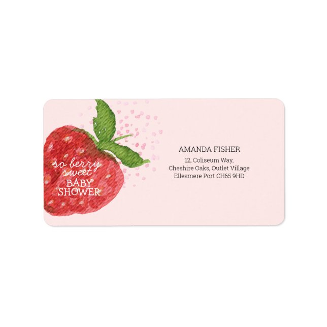 Étiquette Berry Sweet Strawberry Baby shower rose rouge (Devant)