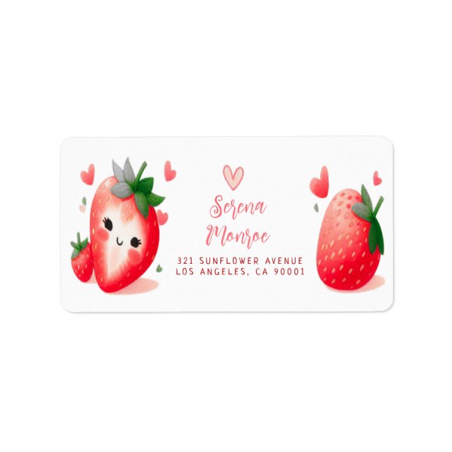Étiquette Berry Sweet Strawberry Party Adresse de retour (Devant)