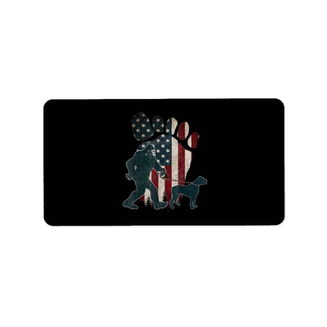 Étiquette Bigfoot Walking Boxer Silhouette American Usa Drap (Devant)