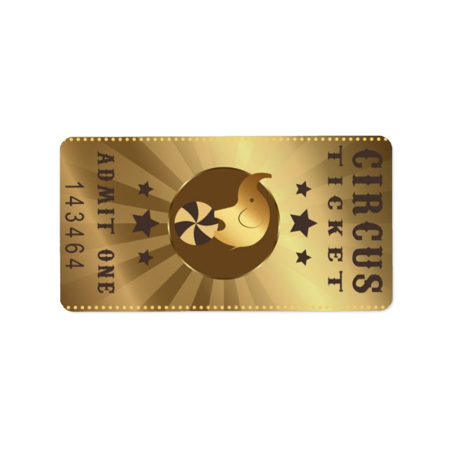 Étiquette Billetterie de cirque Admettre un éléphant fête d' (Devant)