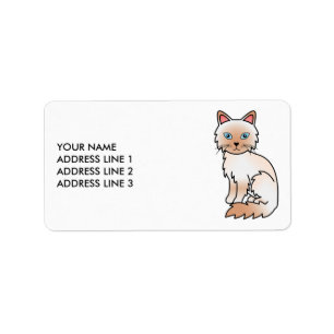 Étiquette Birman / Ragdoll Point Rouge Chat Mignon & Texte P