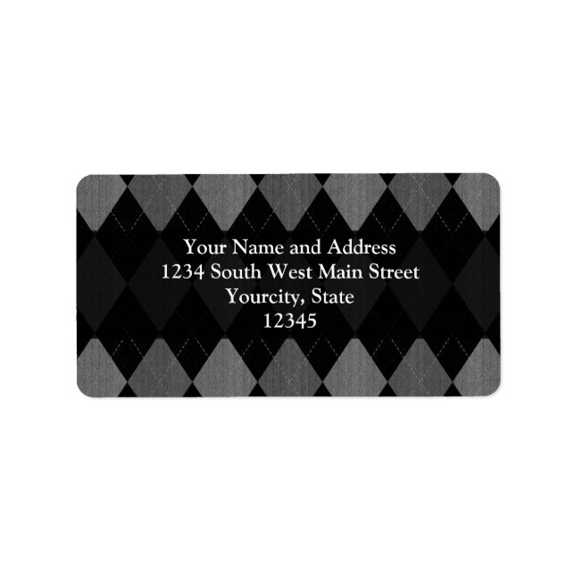 Étiquette Black and charcoal Gray Argyle (Devant)