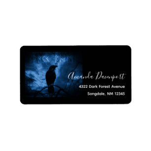 Étiquette Black Crow with Runes Dark Goth Style