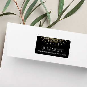 Étiquette Black & Faux Gold Art déco Adresse de retour