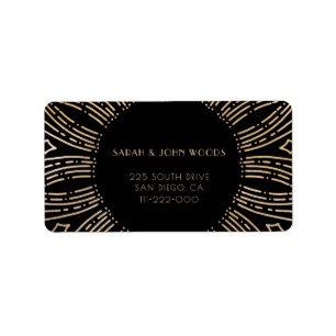Étiquette Black & Gold cadre art déco adresse