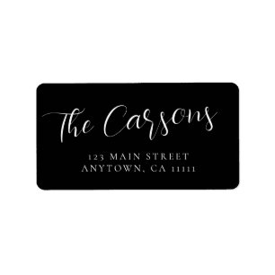 Étiquette Black Large Script Modern Return Adresse Label