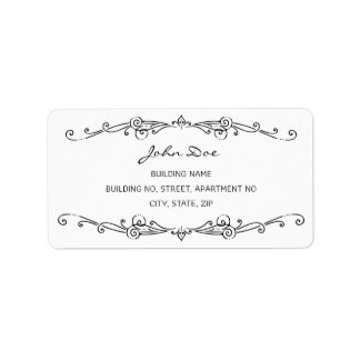Étiquette Black Vintage Ornement Frotles Adresse Frame Borde