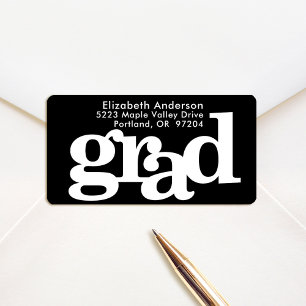 Étiquette Black white graduation bold type moderne adresse