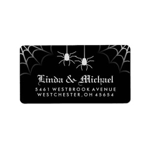 Étiquette Black White Halloween Mariage Spiders Adresse Web
